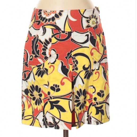 Ann Taylor Cotton/Linen Inverted Front Pleat A-Line Skirt- Sz. 0 - Picture 1 of 7